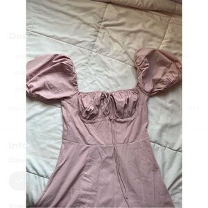 Elegant Pink Puff Sleeve Dress